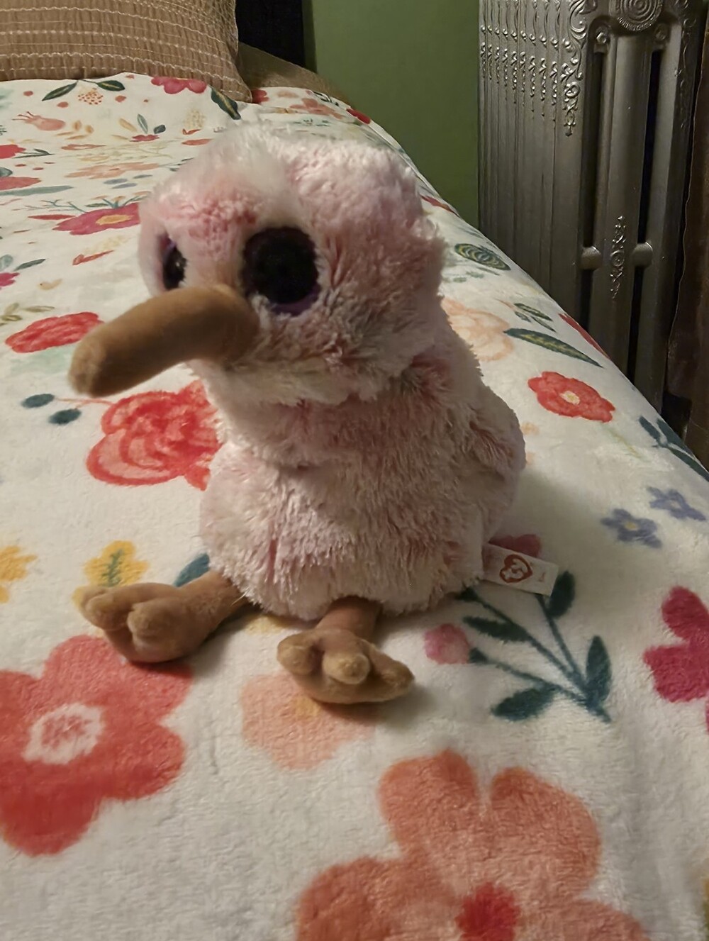 Ty Plush Pink Kiwi Bird Toy with Brown Beak & Feet